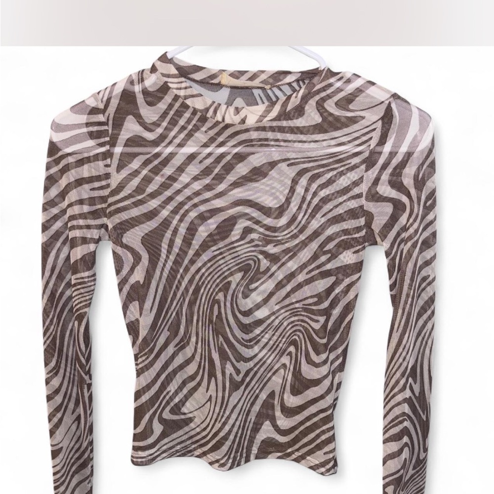 Altar'd State Brown and Cream Patterned Blouse